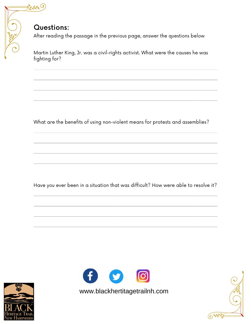 BlackHeritageNH's tweet photo. Celebrate Dr. Martin Luther King's birthday 🥳today! The #BHTNH is a great resource for learning black history in the state of New Hampshire for all ages👦🏿👧🏼🧒🏻. Print out this FREE activity here➡️
https://t.co/J9qhncmc70
#mlkday #martinlutherkingjr #activitiesforkids https://t.co/oVqq2u3yet