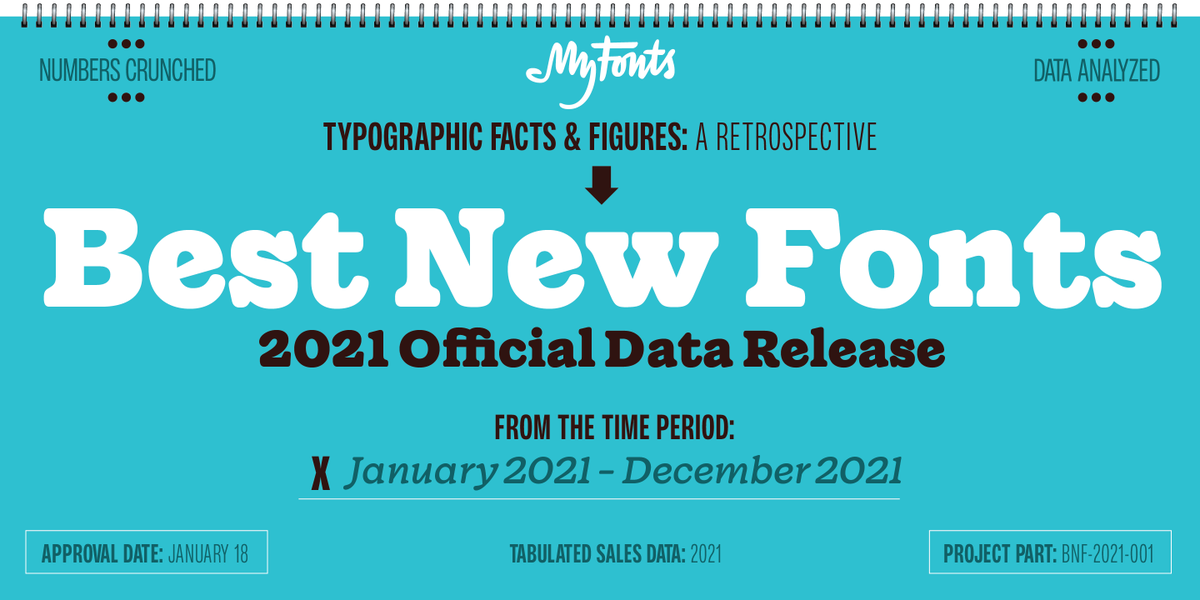 MyFonts's tweet photo. #Designers, #typesetters & others, lend us your ears โฆ or at least your eyes! Our best-selling families of 2021 are all on sale starting tomorrow, and weโll be telling you all about them in a few. You can get a head start by signing up for our emails: https://t.co/AV8ohaC35N https://t.co/DjbU51ZaHy