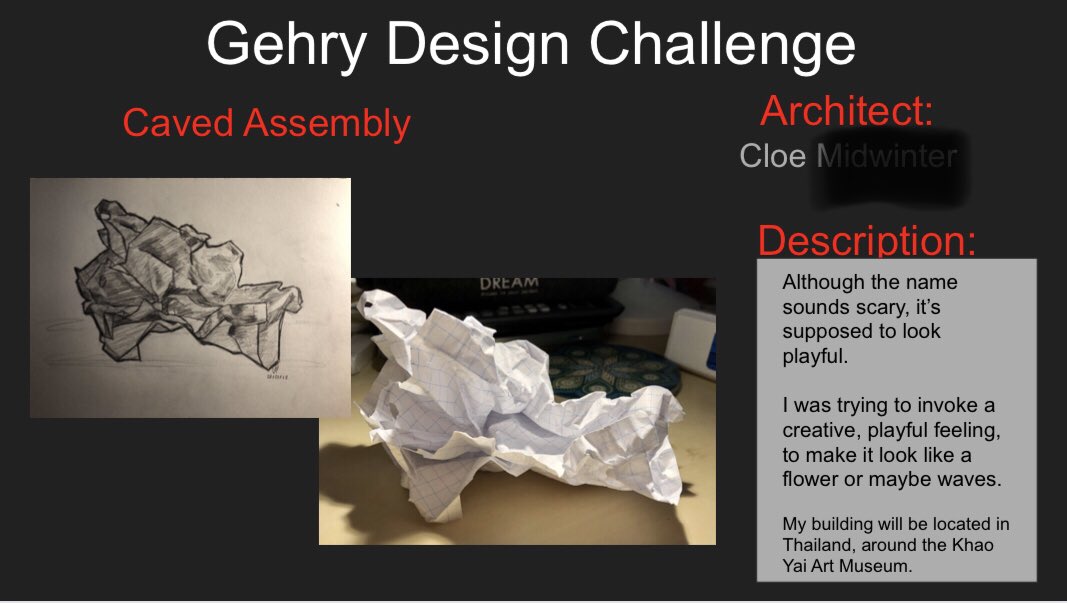 shsdrafting's tweet photo. Remote Learning - Gehry Design Challenge #DRAR2G
https://t.co/ZKDIGIZWzg @SislerHS @WinnipegSD https://t.co/dzmQdJn3SY