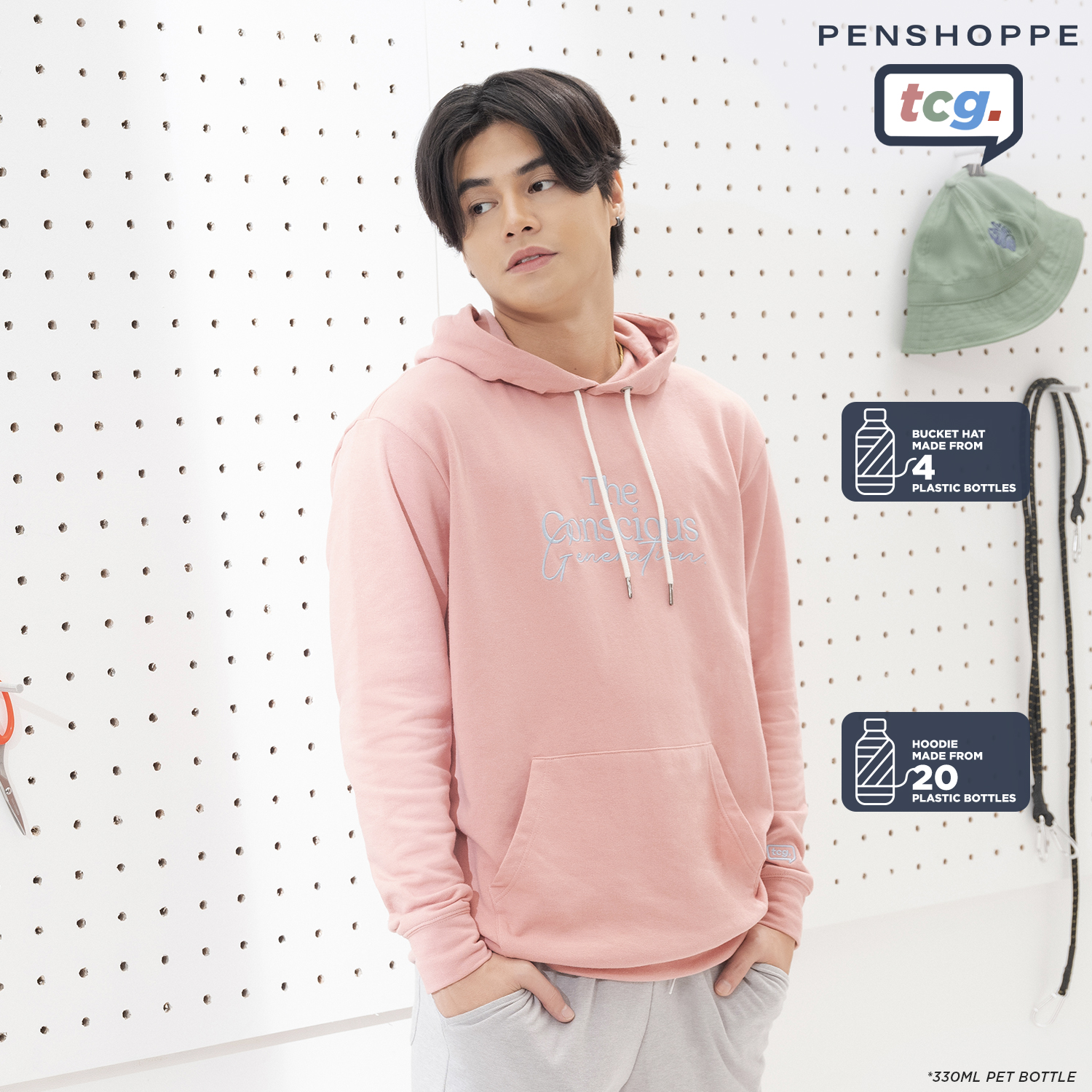 Penshoppe top pink hoodie