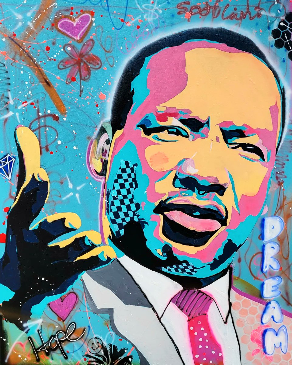 Tangeline7's tweet photo. New MLK painting. #MLK #MLKDay #MLK2022 #MartinLutherKing https://t.co/FeJ8dWblMw