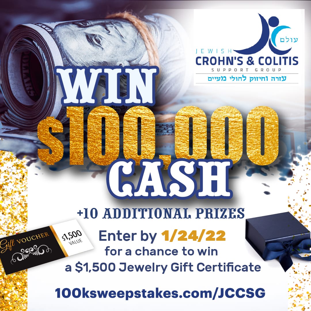 JCCSG's tweet photo. Help us help others! 
For $100 you can win $100,000! 
Plus 10 additional prizes! 
https://t.co/5WOXmrffJm

Buy now! (before January 24) and also Enter to win $1,500 worth of Jewelry!

#Crohns #Colitis #CrohnsDisease #UlcerativeColitis #InflammatoryBowelDisease #Sweepstakes https://t.co/LBY3pcaGRz