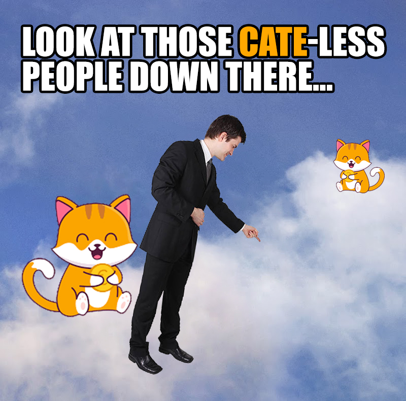 CryptoCaZuTo's tweet photo. Someday... $CATE holders be like...
#catecoin #catearmy https://t.co/9OIe0h7LXB
