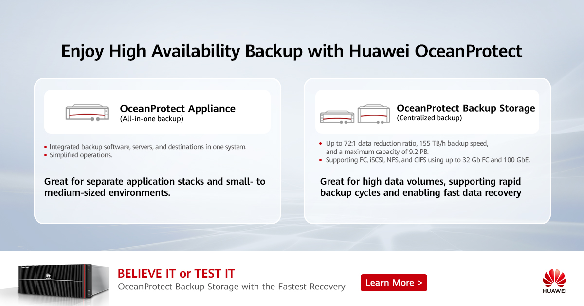 Dengan kemampuan menghilangkan data yang berlebihan, Huawei #OceanProtect mendukung rasio deduplikasi 72:1, memungkinkan data untuk pulih lebih cepat dan meminimalkan downtime. Pelajari lebih lanjut: bit.ly/3p27khe