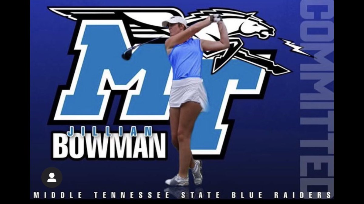 LAmustanggolf's tweet photo. Jillian Bowman is going to be a Blue Raider! But first, she has one more season to shine as a Mustang. Congratulations, Jillian! https://t.co/wBhTdRwSfT