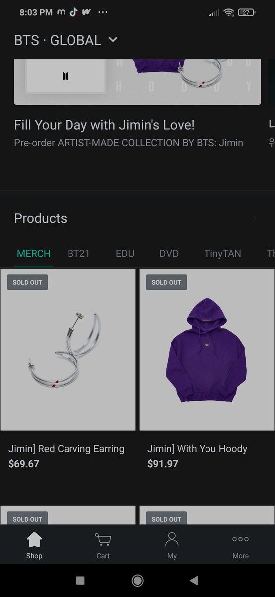 MarNeb_16's tweet photo. ARMY es una cosa realmente Bárbara🤣
Solo tardaron 3 minutos para que la Merch de Jimin hiciera Sold out por completo https://t.co/uHmA1mfVZy