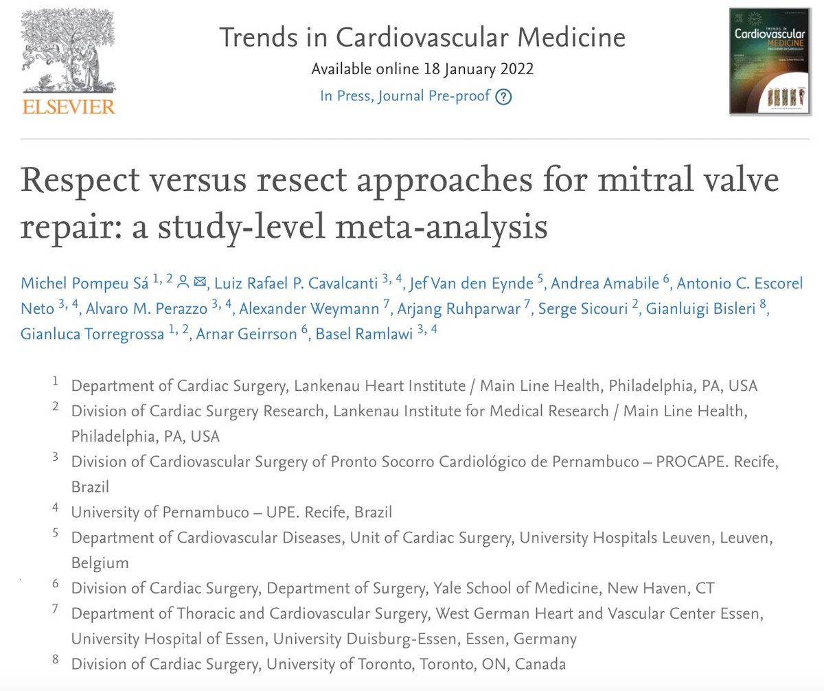 Michel Pompeu Sá (@m_pompeu_sa_md) on Twitter photo 🔥Hot off the press🔥 Read our new paper 💥respect vs resect💥 approaches for #MVRepair
💥Collaboration with <a href="/LCavalcantiMD/">Luiz Rafael P Cavalcanti</a> <a href="/JefVandenEynde/">Jef Van den Eynde</a> @Escorel_Neto_MD <a href="/PerazzoAlvaro/">Alvaro Perazzo, MD</a> <a href="/SSicouri/">Serge Sicouri, MD</a> <a href="/AndreaAmabileMD/">Andrea Amabile, MD</a> <a href="/GBisleri/">Gianluigi Bisleri, MD</a> <a href="/GianTorre610/">Gianluca Torregrossa</a> <a href="/AWeymannMD/">Ale𝕏ander Weymann</a> <a href="/ruhparwar/">Arjang Ruhparwar</a> <a href="/ArnarGeirssonMD/">ArnarGeirssonMD</a> <a href="/BaselRamlawiMD/">Basel Ramlawi MD, FACC, FACS</a> 🔥Hot off the press🔥 Read our new paper 💥respect vs resect💥 approaches for #MVRepair
💥Collaboration with <a href="/LCavalcantiMD/">Luiz Rafael P Cavalcanti</a> <a href="/JefVandenEynde/">Jef Van den Eynde</a> @Escorel_Neto_MD <a href="/PerazzoAlvaro/">Alvaro Perazzo, MD</a> <a href="/SSicouri/">Serge Sicouri, MD</a> <a href="/AndreaAmabileMD/">Andrea Amabile, MD</a> <a href="/GBisleri/">Gianluigi Bisleri, MD</a> <a href="/GianTorre610/">Gianluca Torregrossa</a> <a href="/AWeymannMD/">Ale𝕏ander Weymann</a> <a href="/ruhparwar/">Arjang Ruhparwar</a> <a href="/ArnarGeirssonMD/">ArnarGeirssonMD</a> <a href="/BaselRamlawiMD/">Basel Ramlawi MD, FACC, FACS</a>