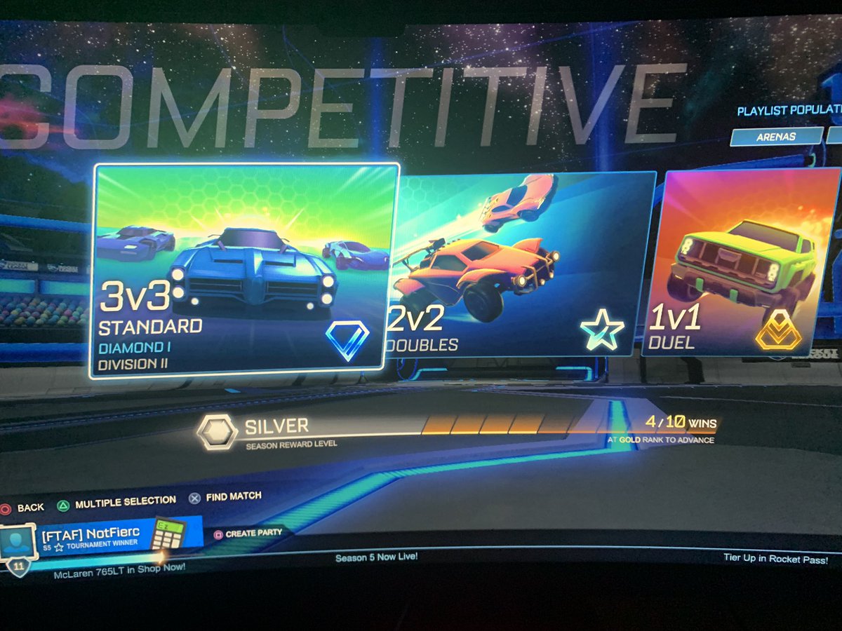 Fiercplay's tweet photo. I am on my 4th day played on rocket league and just got my 3v3 rank. I suck at aerials but I can hit the ball. What’s your excuse for being stuck in low elos? #RocketLeague #RLCS https://t.co/LZCZ5LCe4G
