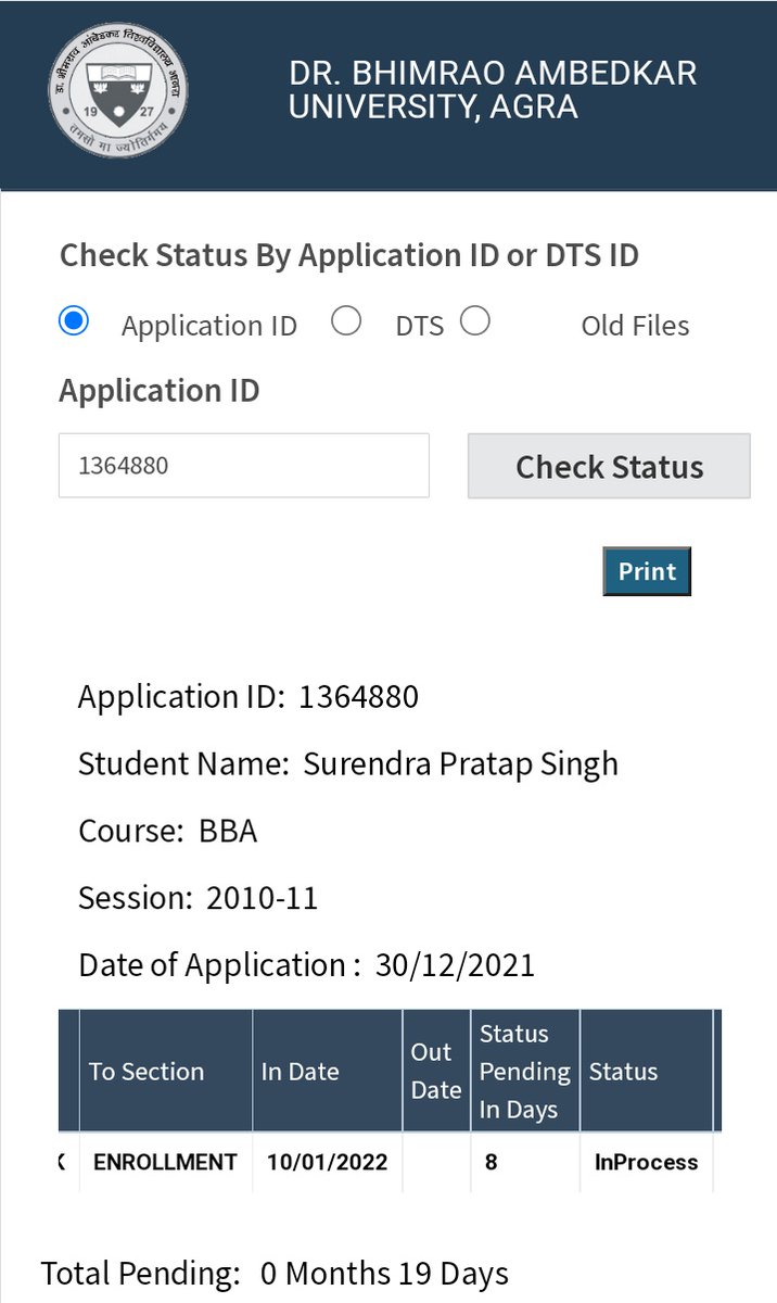 when will i get the degree? <a href="/dbrauagra/">Dr. Bhimrao Ambedkar University - DBRAU, Agra</a> 
<a href="/dpradhanbjp/">Dharmendra Pradhan</a>