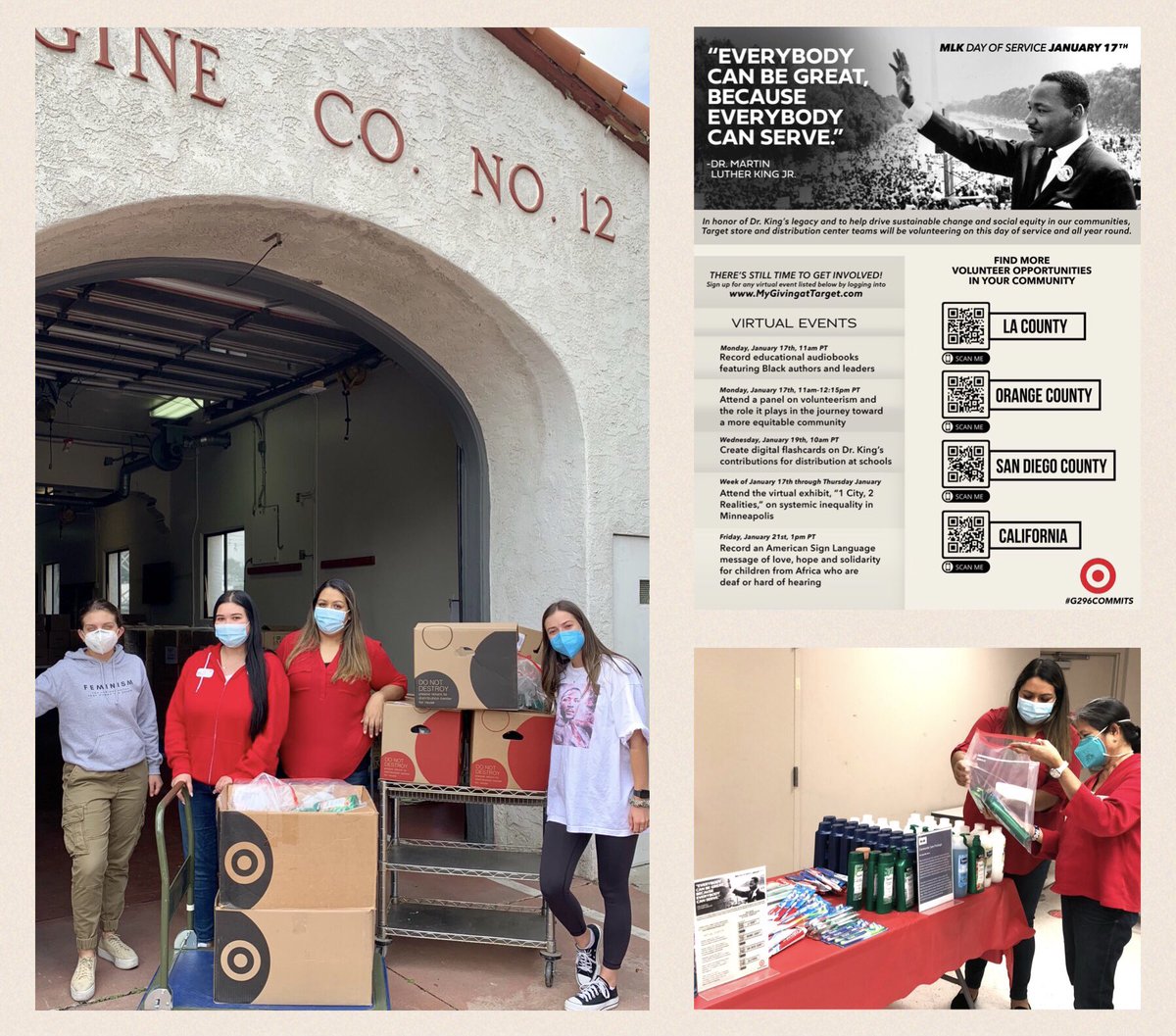 “Everybody can be great, because everybody can serve.”Today, we celebrate Martin Luther King Jr.’s vision &amp; legacy. T2319 partnered w/ The Long Beach Center for Economic Inclusion &amp; The Long Beach Food Support Network to help prepare community care packages! 
#MLKDay #G296Commits