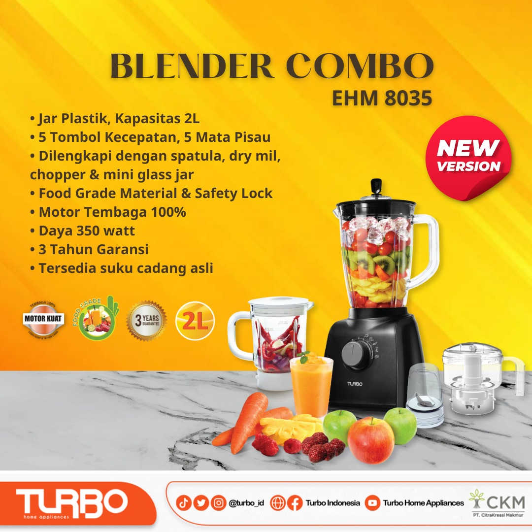 Ada versi terbaru nih dari Blender Turbo✨

Blender Combo EHM 8035, Blender dengan aksesoris terlengkap🥰

#BlenderCombo #Blender #HealthyProduct #TurboIndonesia #BlenderTurbo #HealthyLiving