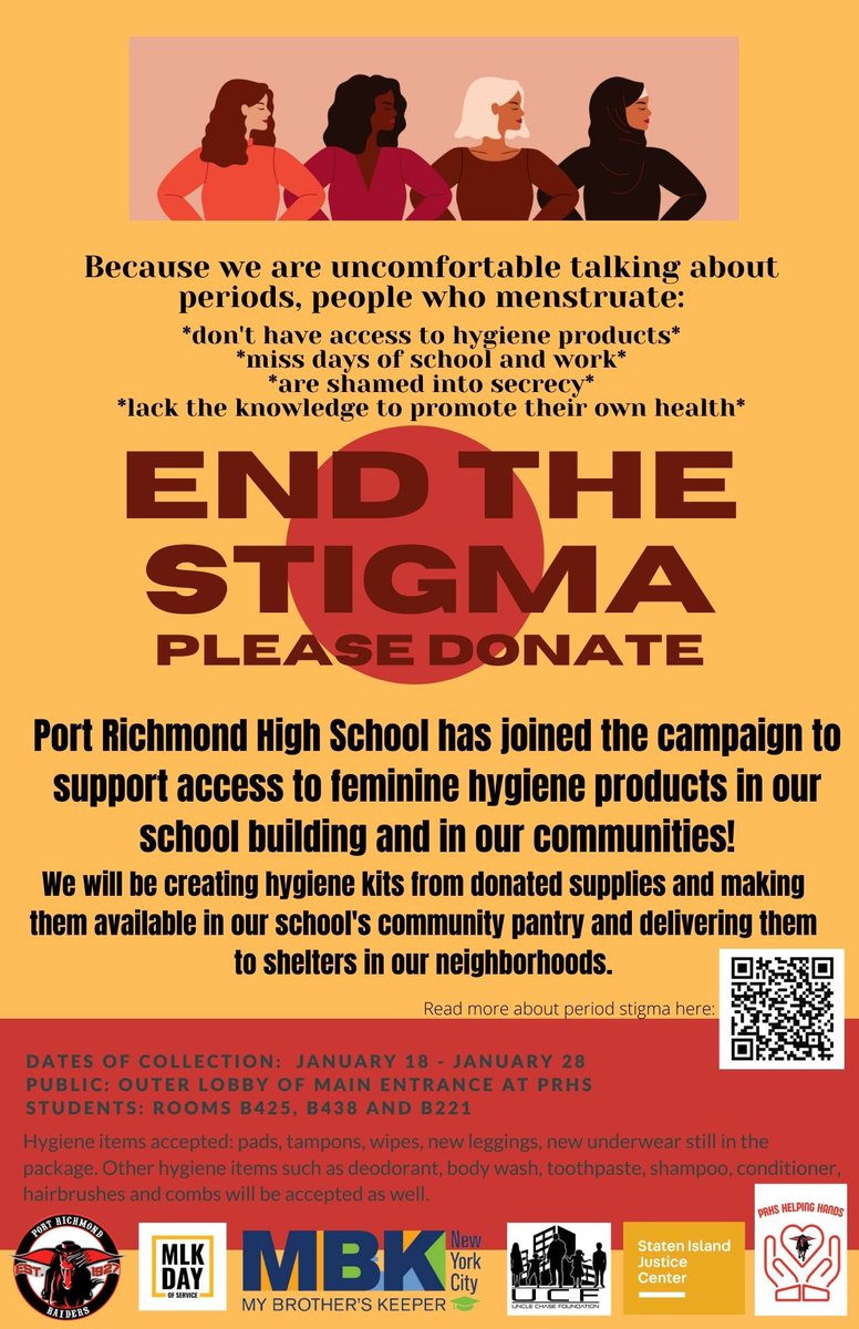 “Life’s most persistent and urgent question is, ‘What are you doing for others?'—Dr. Martin Luther King, Jr. In observance of Dr. King’s Day of Service, PRHS is working to end the stigma of menstruation and increase access to hygiene products.