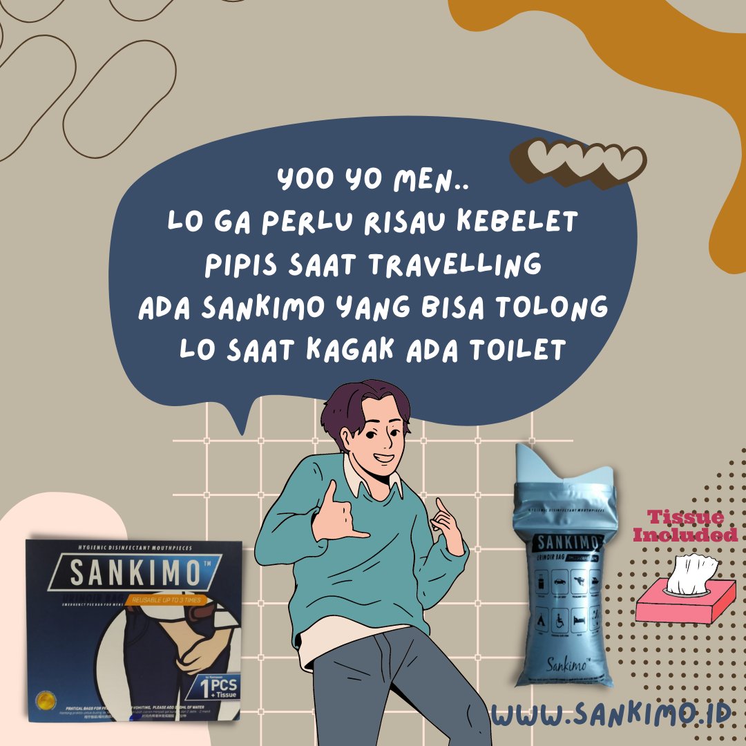 SankimoOfficial's tweet photo. Yoo Yo Men..
lo ga perlu risau kebelet
pipis saat travelling
ada sankimo yang bisa tolong lo saat kagak ada toilet

Kita Butuh Sankimo!

Caption Umum : #sankimo #urinoir #bag #sankimourinoir #handsanitizer #sanitizer #alatmuntah #sankimoalatkencing #daruratkencing #daruratmuntah https://t.co/mRRbs7Iov6