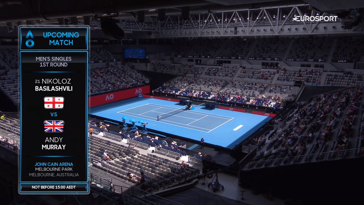 Andy Murray vs Nikoloz Basilashvili is next on John Cain Arena at the Australian Open, not before 4:00 GMT, on Discovery+