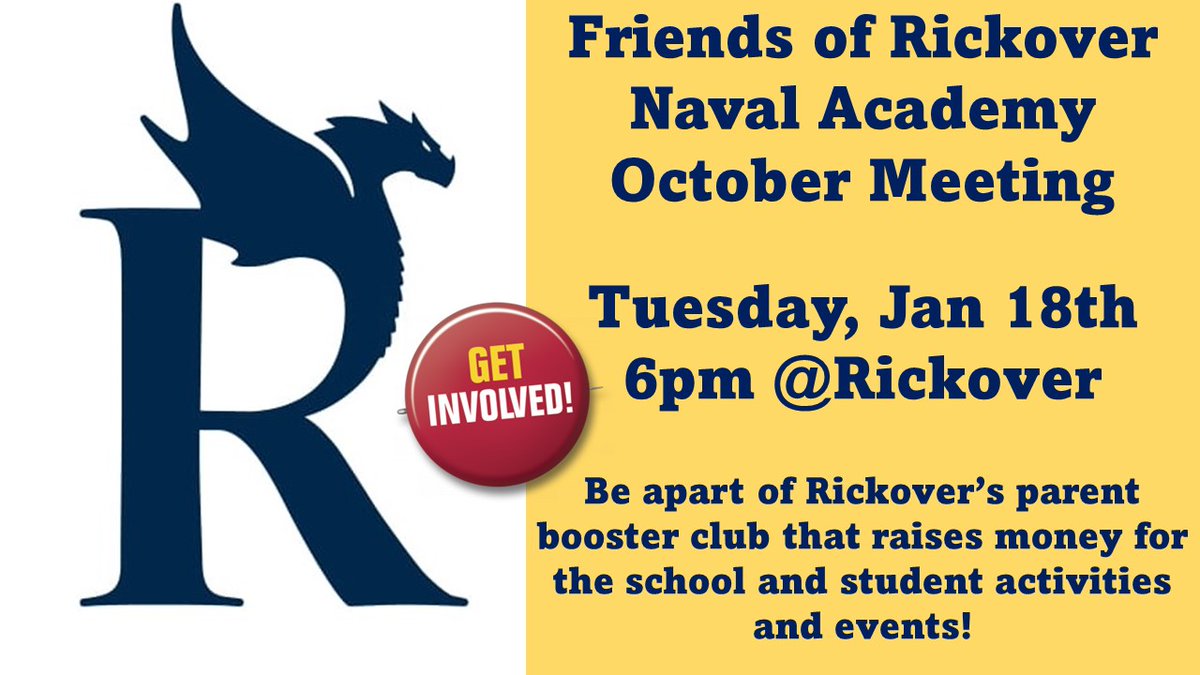 RickoverNavalHS's tweet photo. Hey Parents--TOMORROW (Tues, Jan 18th) is the January Meeting of Friends of Rickover! We'll be discussing our upcoming Rummage Sale Fundraiser. Come find out how you can help support our students and teachers! #FriendsofRickover #SupportOurStudents https://t.co/SbTZQb2iiR