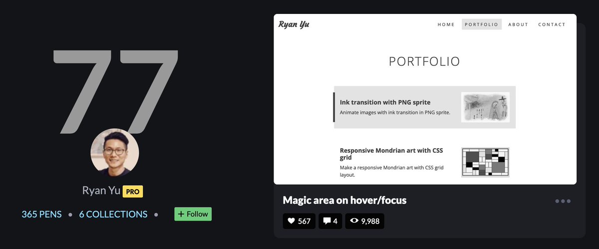 My pen's listed at 77th for the most hearted pen of 2021 by <a href="/CodePen/">CodePen.IO</a> lnkd.in/gs7heMuh