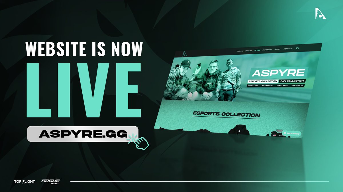 🚨ASPYRE ANNOUNCEMENT🚨

We are UNBELIEVABLY happy to announce that we have partnered with @ContactTFM to publish our very own website‼️

Head on over to Aspyre.gg to check out Aspyre merch, rosters, news, events, and SO MUCH MORE‼️

#A4G🐉 #AspyreFyre🔥 #Website💻