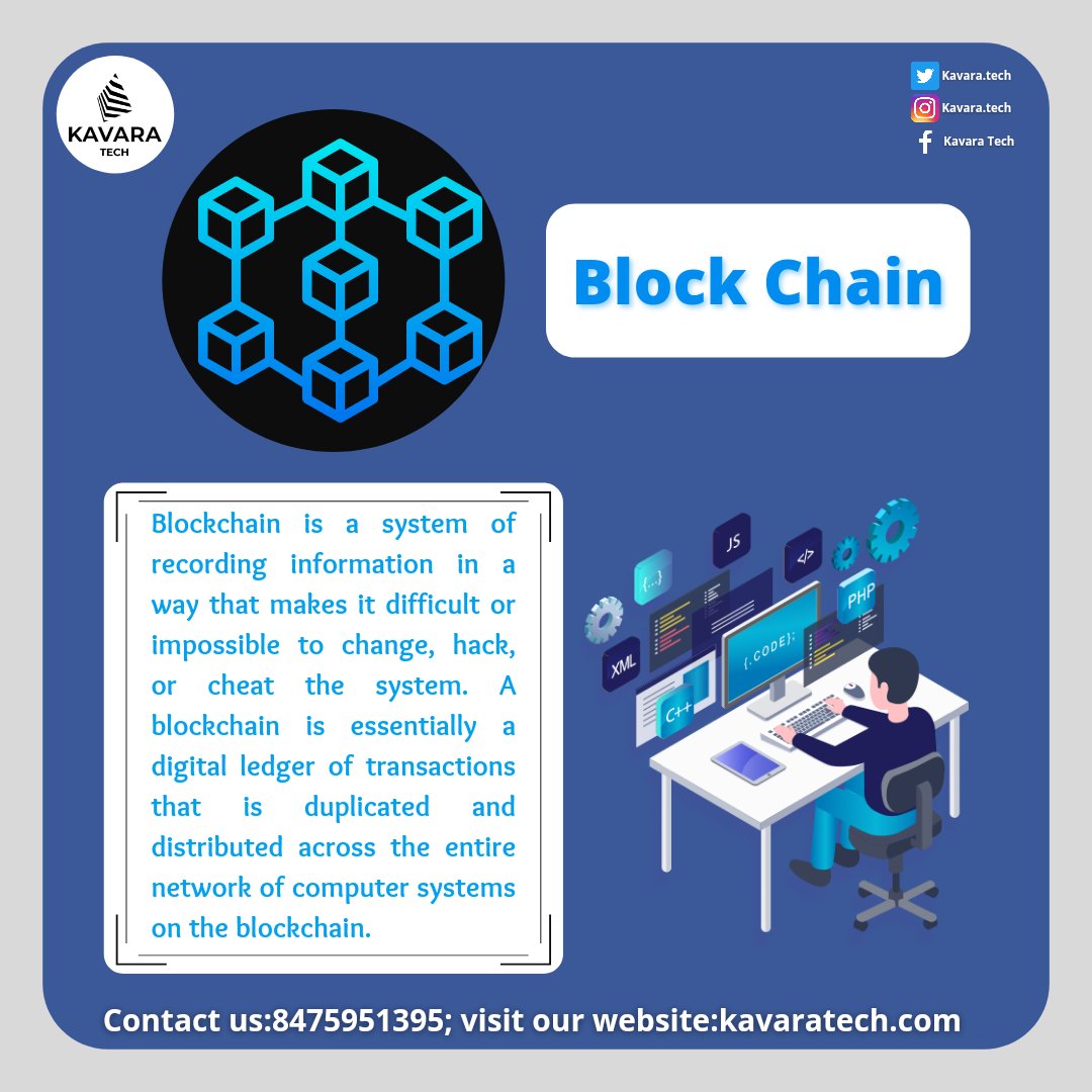 KavaraTech's tweet image. Blockchain - A blockchain is a digital, public ledger that records online transactions.