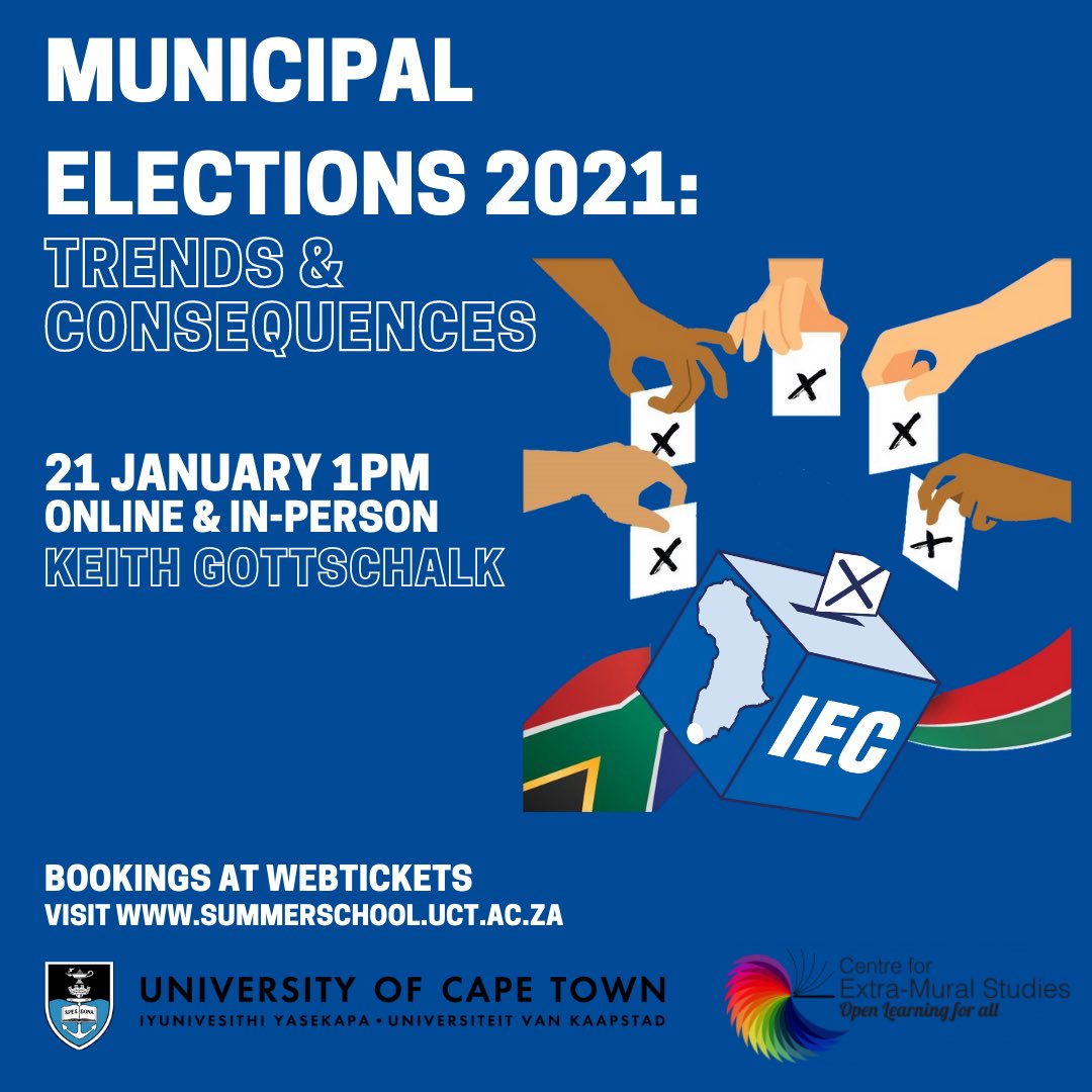Join Keith Gottschalk as he gives a brief overview of the local government elections and unpack the trends and consequences that are predicted to follow 🗳 

To attend this highly-anticipated lecture, book <a href="/webticketsSA/">webtickets.co.za</a> or visit summerschool.uct.ac.za for more info.