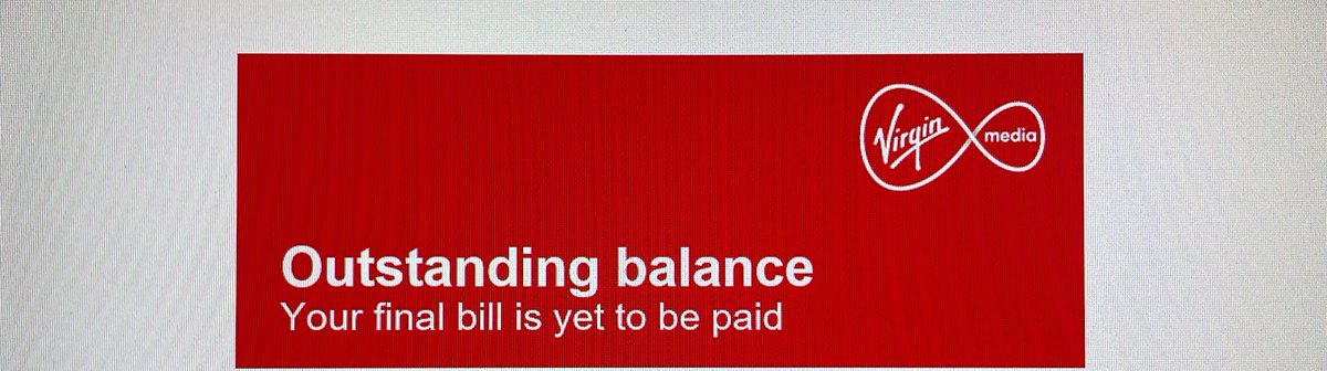 Nice touch <a href="/virginmedia/">Virgin Media ❤️</a>. Your engineer was unable to install the services because there no was virgin connection. Cancelled before the service was activated. Outstanding balance though 👍