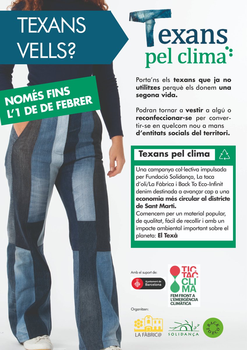 ccbesosmaresme's tweet photo. Últimes setmanes per fer la vostra aportació👖 a la campanya #TexansPelClima, al punt de recollida del @ccivicbesos ! https://t.co/zxHr0Dah46