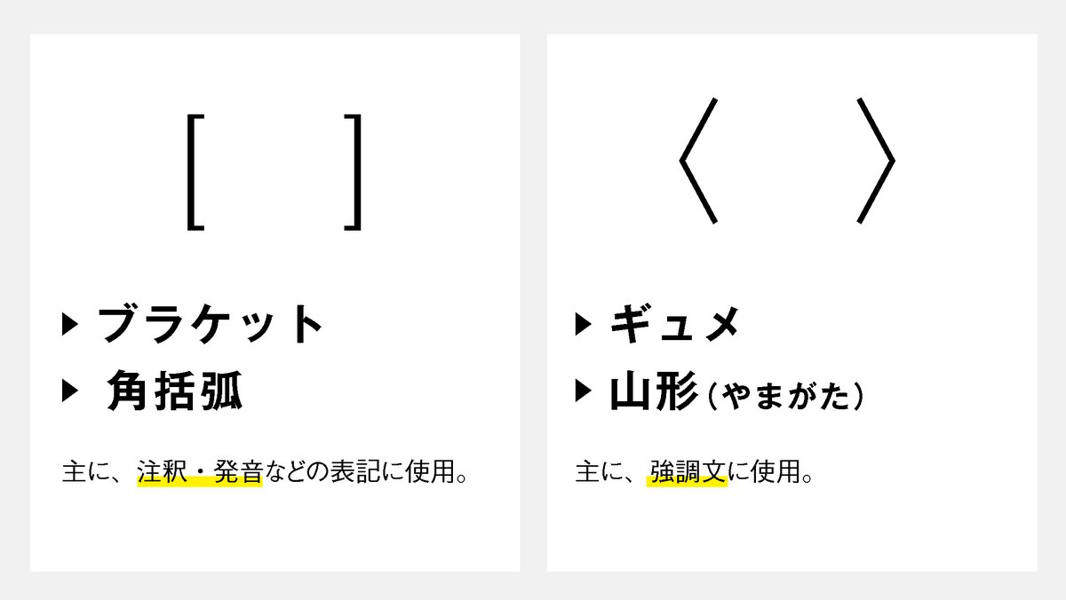 何気なく目にする括弧 カッコ 約物 記号 の主な使用用途を記載した図が参考になる お前こんな名前だったのか Togetter