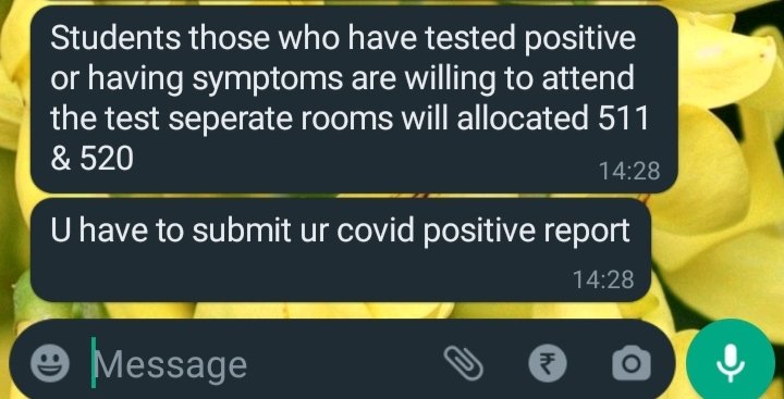 9g_bhai's tweet photo. This is what our proctor messaged us today. Even if u are covid positive, u have to come to college. This is the kind of torture,we #vtu students are facing. We need immediate attention and intervention.@ugc_india @PMOIndia @HMOIndia @BSBommai  @drashwathcn @hrw
#CLOSEVTUCOLLEGES https://t.co/lSr7WYk5uV