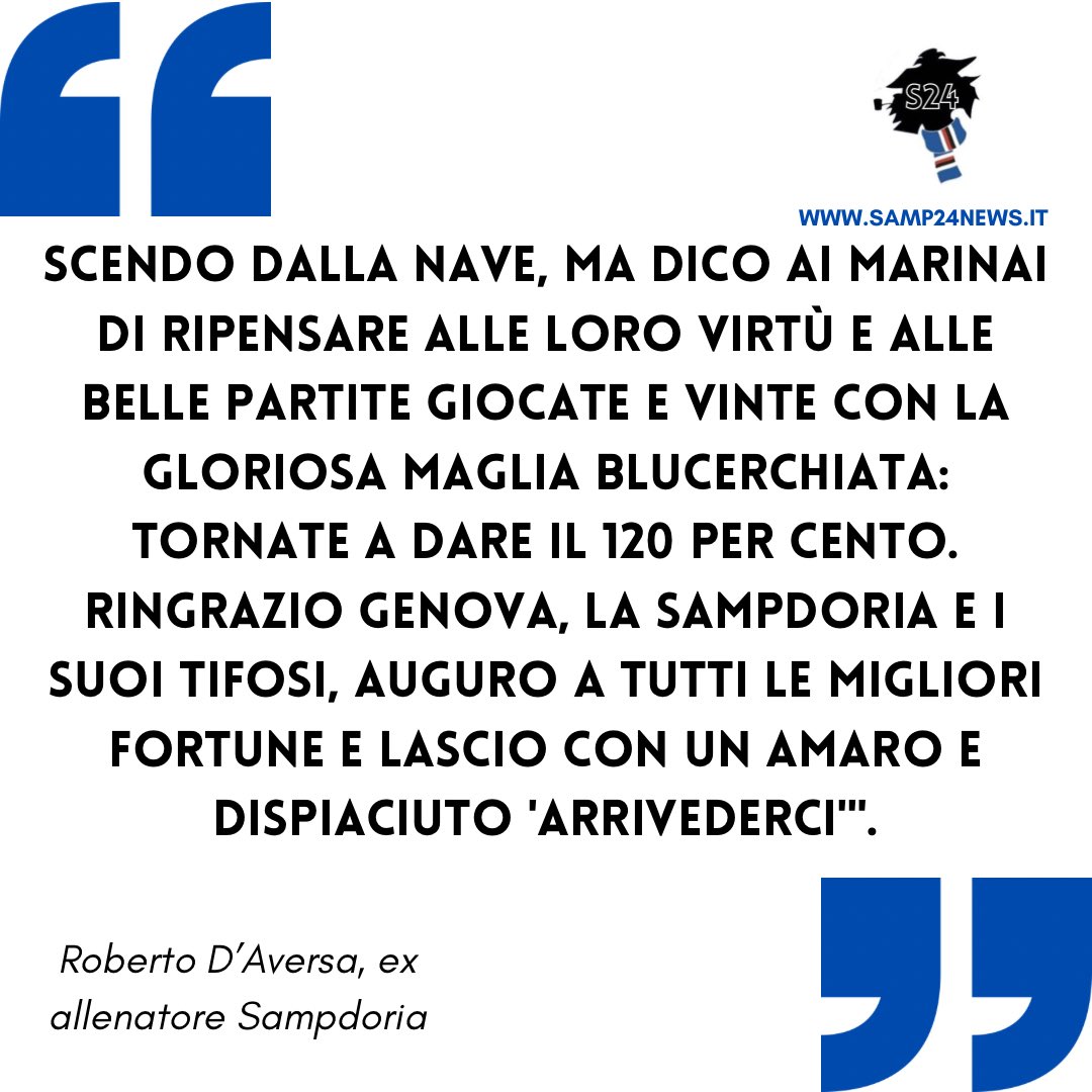 samp24it's tweet photo. 🎙 Questo il saluto di D’Aversa alla #Sampdoria e ai suoi tifosi… 

🤞 #Giampaolo riuscirà a fare meglio? https://t.co/mpuuMOIlUG