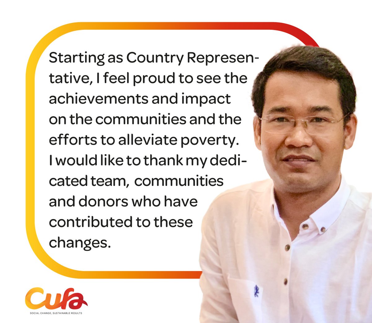 Meet Ye Mao,  Our Cambodian Country Manager.

In the last five years, Ye has greatly contributed to the implementation of our programs in Cambodia, as well as the professional development of our Cambodian team.

Thank you Ye for leading Cufa Cambodia to a brighter future.