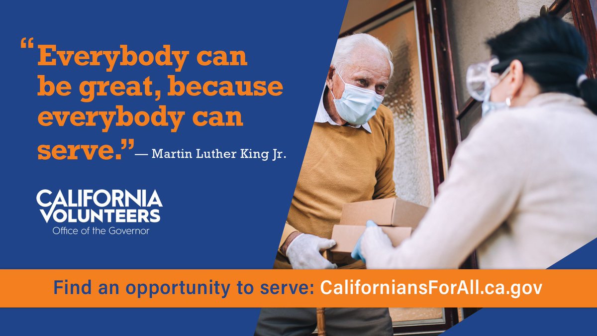 CAcannabisdept's tweet photo. Today we honor the life of civil rights leader Dr. Martin Luther King Jr. and celebrate his legacy as a National Day of Service. Find an opportunity to serve near you: https://t.co/oRCmdUju6V. https://t.co/qn7edUmAca