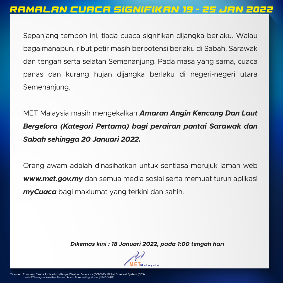 Jabatan Meteorologi Malaysia (@metmalaysia) / Twitter