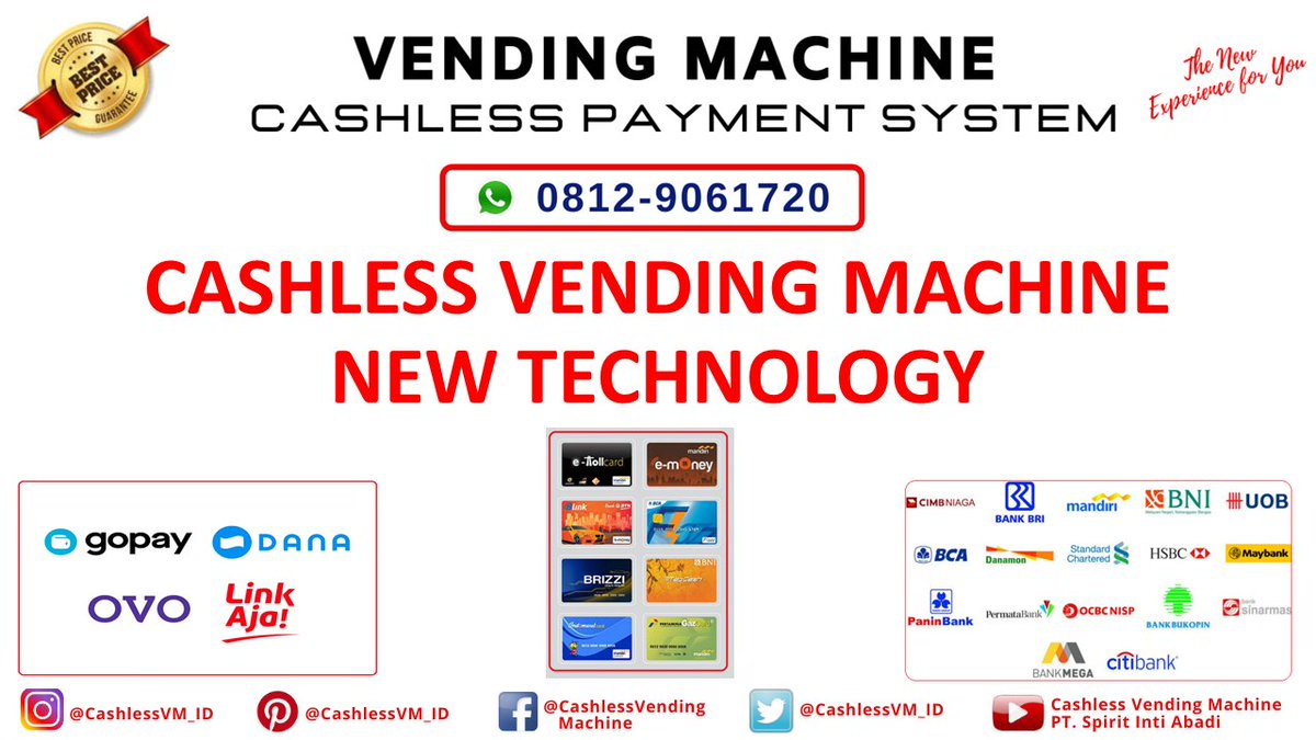 CashlessVM_ID's tweet image. Cashless Vending Machine Payment System : QR Code - eMoney - Debit Card - Credit Pemesanan: spiritintiabadi.marketing@gmail.com 
WA : 0812 - 9061720 
#VendingMachine  #Cashless #QRCode #DebitCard #CreditCard  #eMoney #CashlessVendingMachine 
lnkd.in/g8SnXVbm