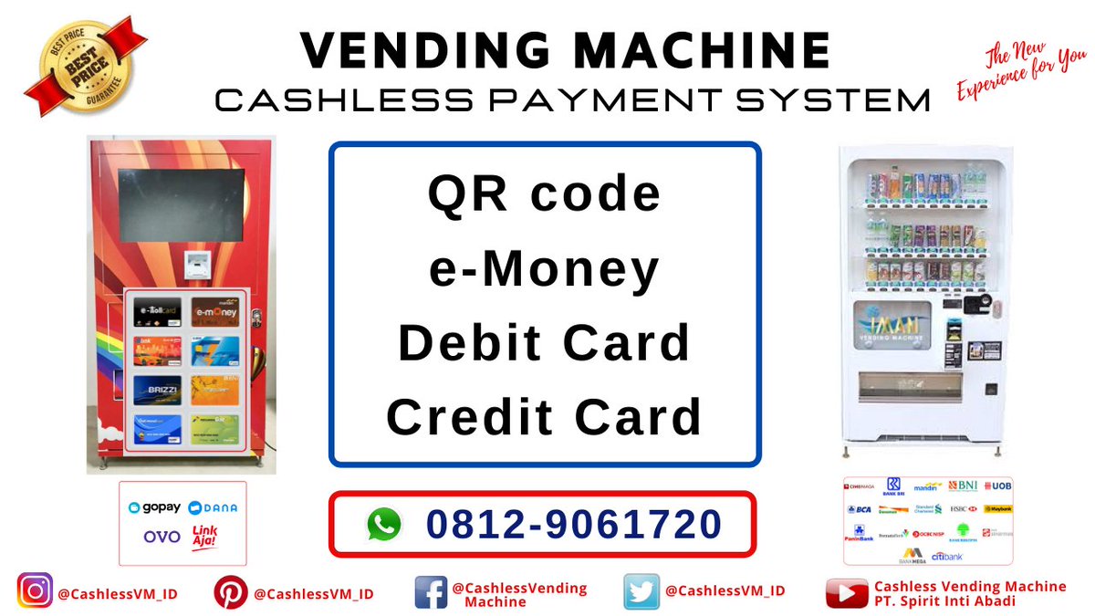 CashlessVM_ID's tweet image. Cashless Vending Machine Payment System : QR Code - eMoney - Debit Card - Credit Pemesanan: spiritintiabadi.marketing@gmail.com 
WA : 0812 - 9061720 
#VendingMachine  #Cashless #QRCode #DebitCard #CreditCard  #eMoney #CashlessVendingMachine 
lnkd.in/g8SnXVbm