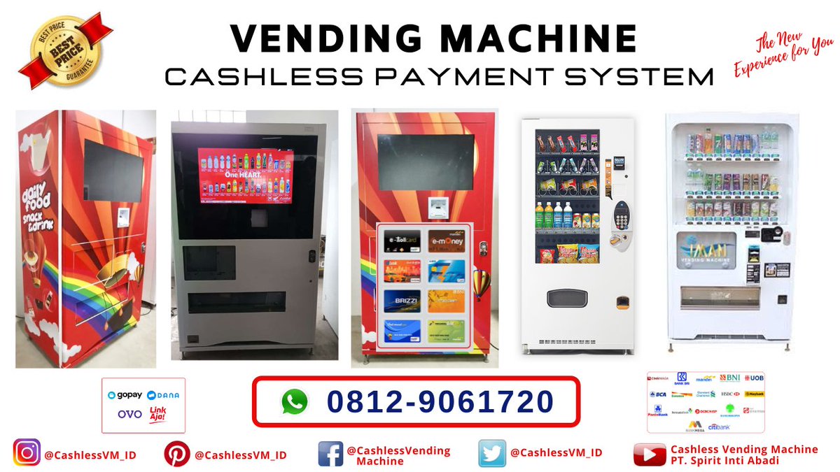 CashlessVM_ID's tweet image. Cashless Vending Machine Payment System : QR Code - eMoney - Debit Card - Credit Pemesanan: spiritintiabadi.marketing@gmail.com 
WA : 0812 - 9061720 
#VendingMachine  #Cashless #QRCode #DebitCard #CreditCard  #eMoney #CashlessVendingMachine 
lnkd.in/g8SnXVbm