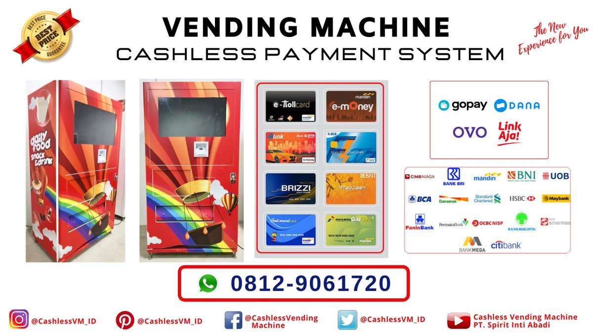 CashlessVM_ID's tweet image. Cashless Vending Machine Payment System : QR Code - eMoney - Debit Card - Credit Pemesanan: spiritintiabadi.marketing@gmail.com 
WA : 0812 - 9061720 
#VendingMachine  #Cashless #QRCode #DebitCard #CreditCard  #eMoney #CashlessVendingMachine 
lnkd.in/g8SnXVbm
