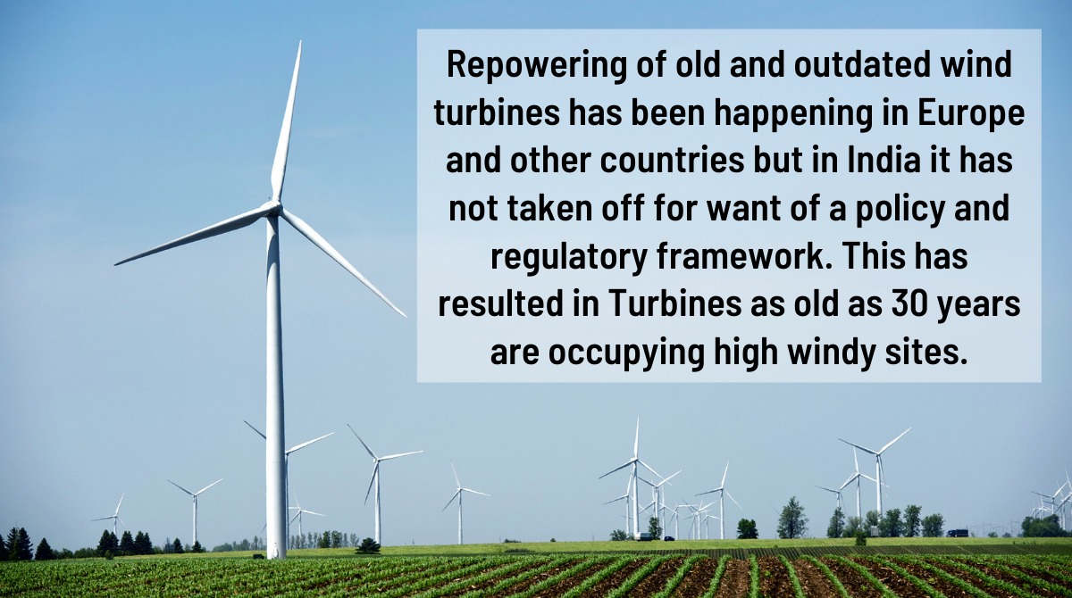 #Repowering of old #windturbines has been happening in #Europe &amp; other countries but in #India, it has not taken off 4 want of a #policy &amp; #regulatory framework. This has resulted in Turbines as old as 30 yrs are occupying high windy sites. <a href="/mnreindia/">Ministry of New and Renewable Energy (MNRE)</a> #windenergy #ClimateCrisis