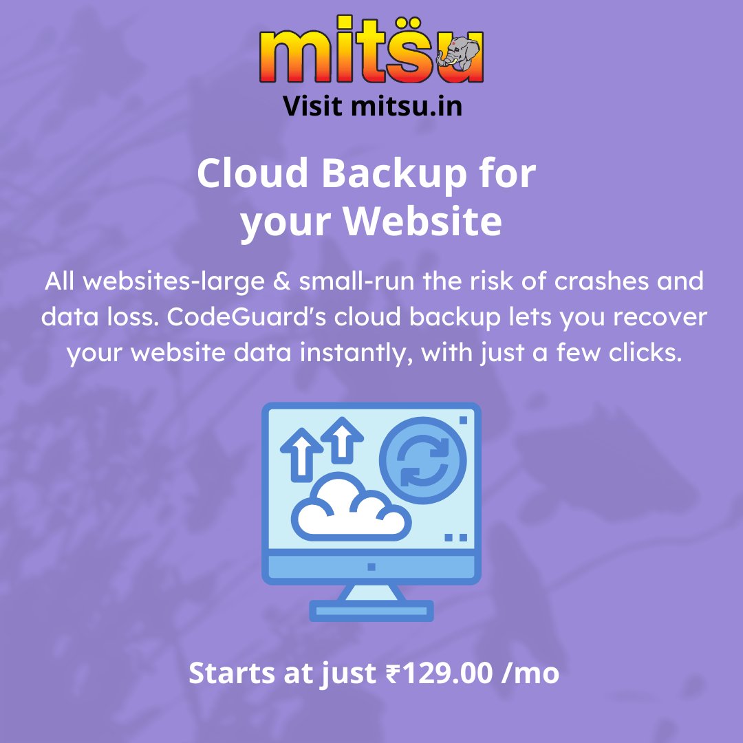 CodeGuard works behind the scenes. Which means you can turn it on and sit back while CodeGuard takes regular backups of your data. Your data is precious. Secure your website in just a few minutes. 
To know more visit mitsu.in 
#website #webdesign #backup #mitsu