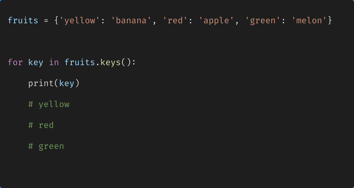 just_python's tweet image. 【✨辞書のキーを全て取得したい✨】

辞書.keys()を使えば実現出来ます😇

#駆け出しエンジニアと繋がりたい
#ジャスパイ #just_python
#python