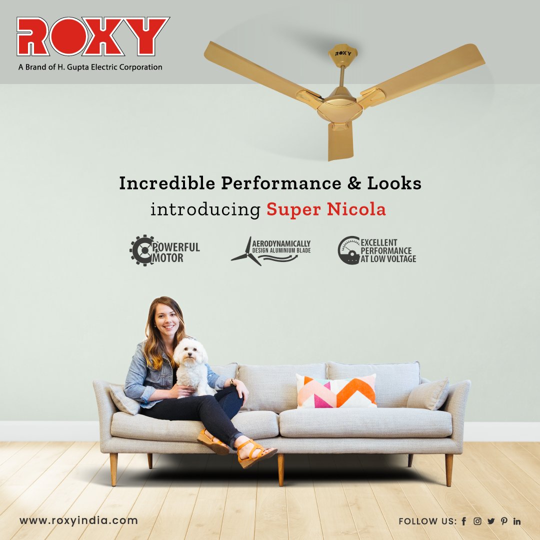 Introducing super Nicola fan with incredible performance and looks.
For more information visit: roxyindia.com
#nicolafan #celingfan #roxy #roxyappliances #kitchenhood #kitchendesign #interiordesign #kitchen #kitchenisland #kitchenappliances #interior #cooking