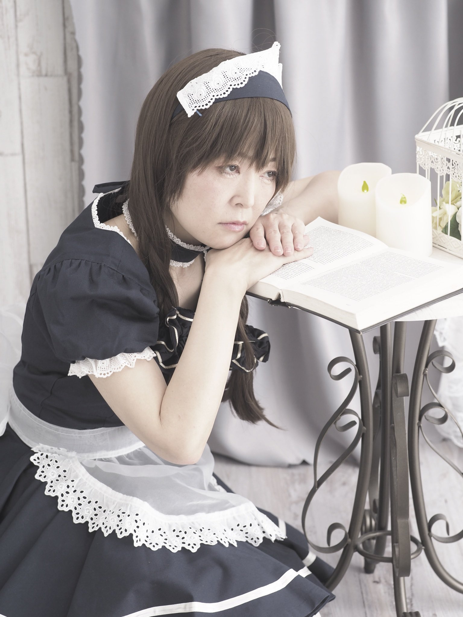 キャンディフルーツ メイド服 グレー×白ストライプ (M) ロリータ コスプレ キャンディフルーツ メイド服 グレー×白ストライプ (M) ロリータ