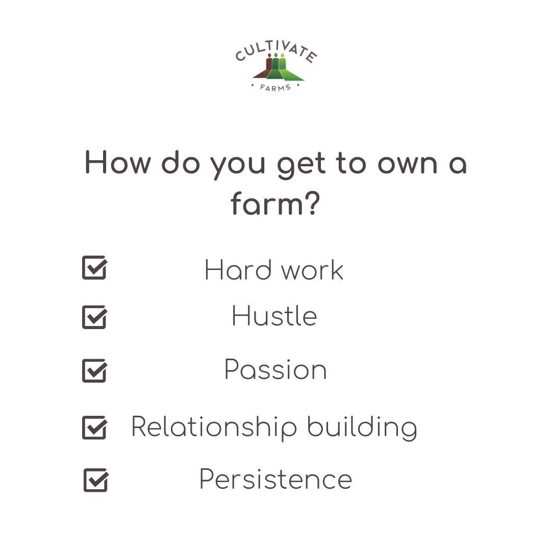 CultivateFarms's tweet image. How do you get to own a farm?
1. Hardwork
2. Hustle
3. Passion
4. Relationship building
5. Persistence

#cultivatefarms #getafarm #ownafarm #buyafarm #farmownership #aussieag #regionalcommunity
