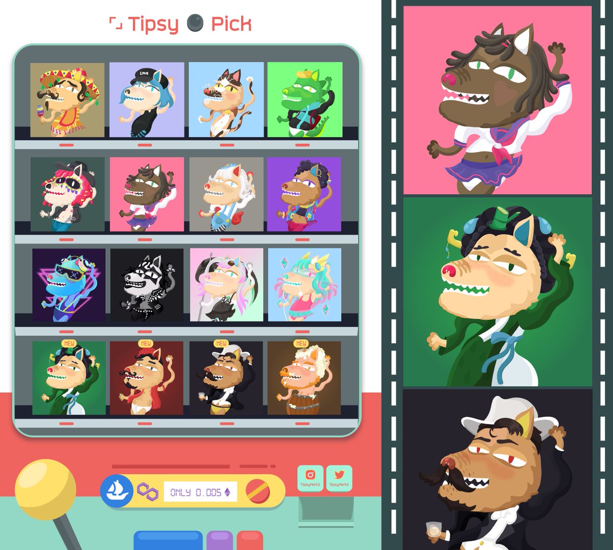 Tipsy📸Pick on POLYGON
Let's enjoy yeahhh~

🎰Check it opensea.io/collection/tip……

All update #TipsymeUp
#NFT #NFTTHAILAND #nftcollector #NFTCommunity #NFTdrops #polygonNFT #maticpolygon 
#polygon #MATIC #NFTJapan