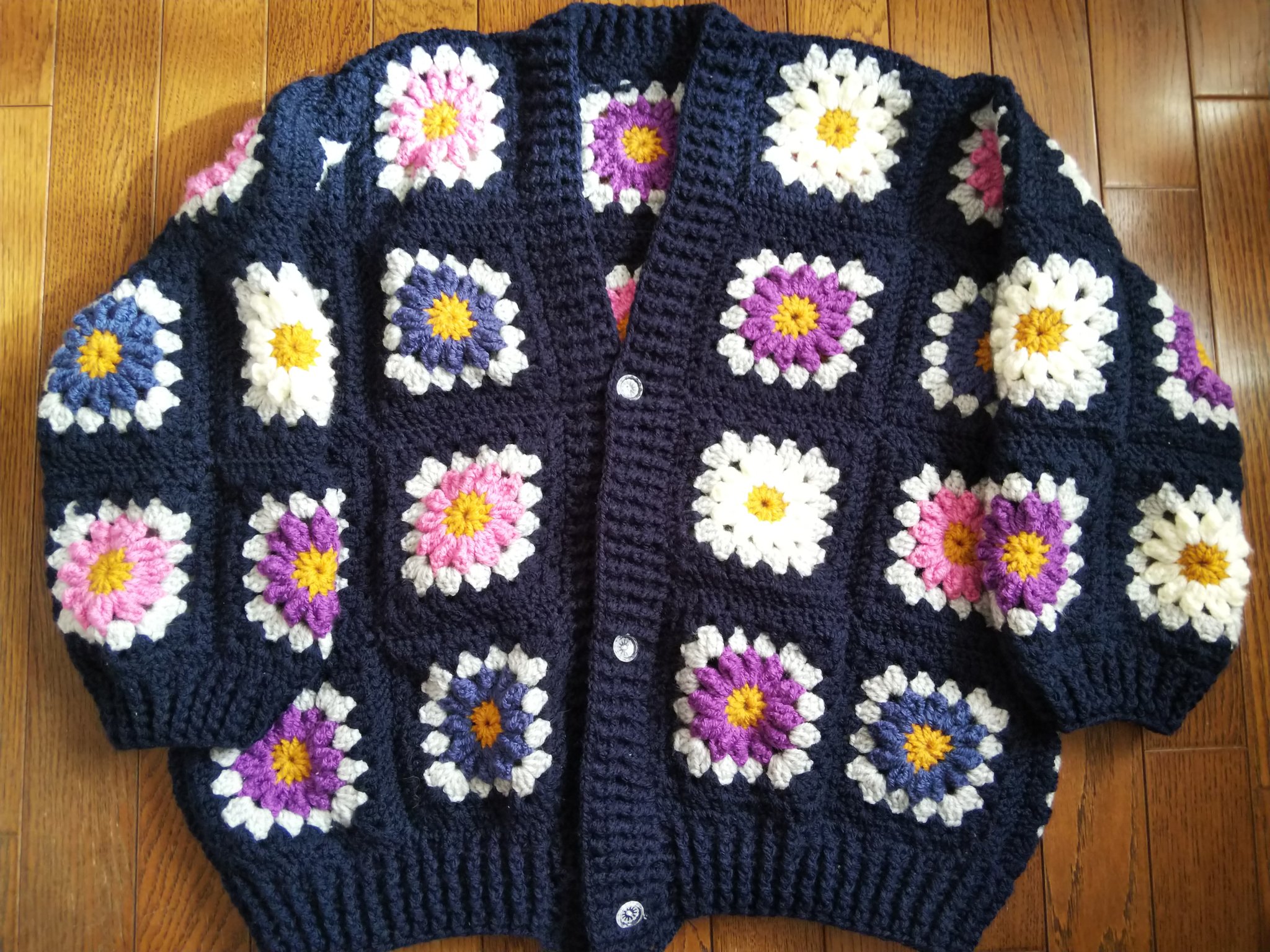 デイジーモチーフ ＊ カーディガン 狭かっ ボルドー グラニースクエア 