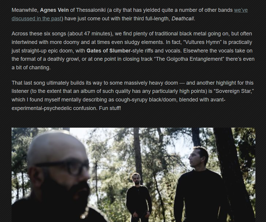 venerate2004's tweet photo. The outreach of Agnes Vein keeps growing, check out a few cool words on "Deathcall" by @valley_of_steel. Full article here >> https://t.co/QID8dBeefi 
Get all things Agnes > > https://t.co/j66bD6fPUa https://t.co/aiHhvcsdb7