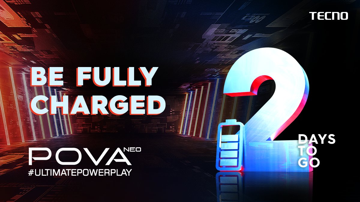 TecnoMobileInd's tweet photo. There’s no stopping now, 48 hours more for an #UltimatePowerPlay with POVA NEO.
Coming Soon.

#TECNO #ComingSoon #StayTuned #POVANEO https://t.co/52KSH7p2pg