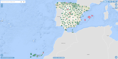 IDEESpain's tweet photo. ¡¡Estamos de estreno!! 

Nuevo visualizador de Geodesia: 
Sistema de Posicionamiento en Tiempo Real (SPTR) Permite visualizar y obtener ℹ️ de las estaciones ERGNSS y conocer su estado según un código de color: 
🟩emitiendo
🟧con retraso 
🟥sin conexión 
https://t.co/ujQbNBP0SW https://t.co/dd9HVzunP9