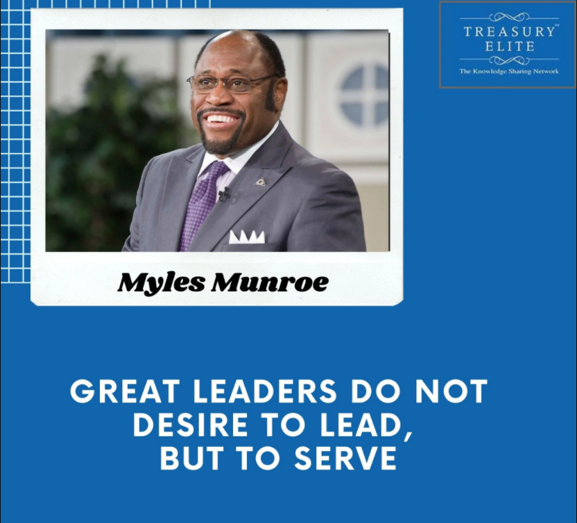treasury_elite's tweet photo. Great leaders do not desire to lead but to serve.
- Myles Munroe

#leadership #quoteoftheday #treasuryelite https://t.co/g7mAnKzWdj