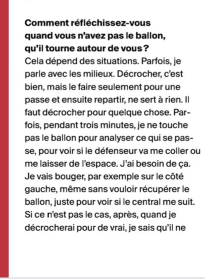 Josslebreton's tweet image. ⚽️ Karim Benzema et l’art de décrocher , de se déplacer … 

🗞 Extrait de France Football 

👇