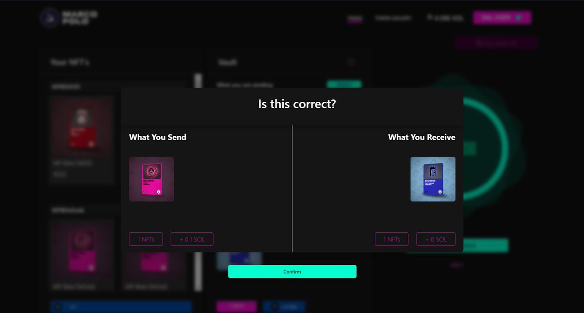 Seamless experience using <a href="/TradeWithMarco/">Marco ✪</a> to trustlessly P2P swap a (fake) <a href="/DeGodsNFT/">DeGods</a> for a (fake) <a href="/peskypenguins/">Pesky Penguins</a>! Got to mint the fake NFT and find a counterparty with the platform's proprietary Discord bot!