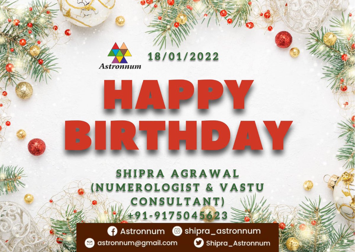 Astronnum's tweet photo. Happy Birthday @JanetVidhi !!!

#ShipraAgrawal
#Astronnum
#numerologist
#HappyBirthday https://t.co/XUjxU8kCeY